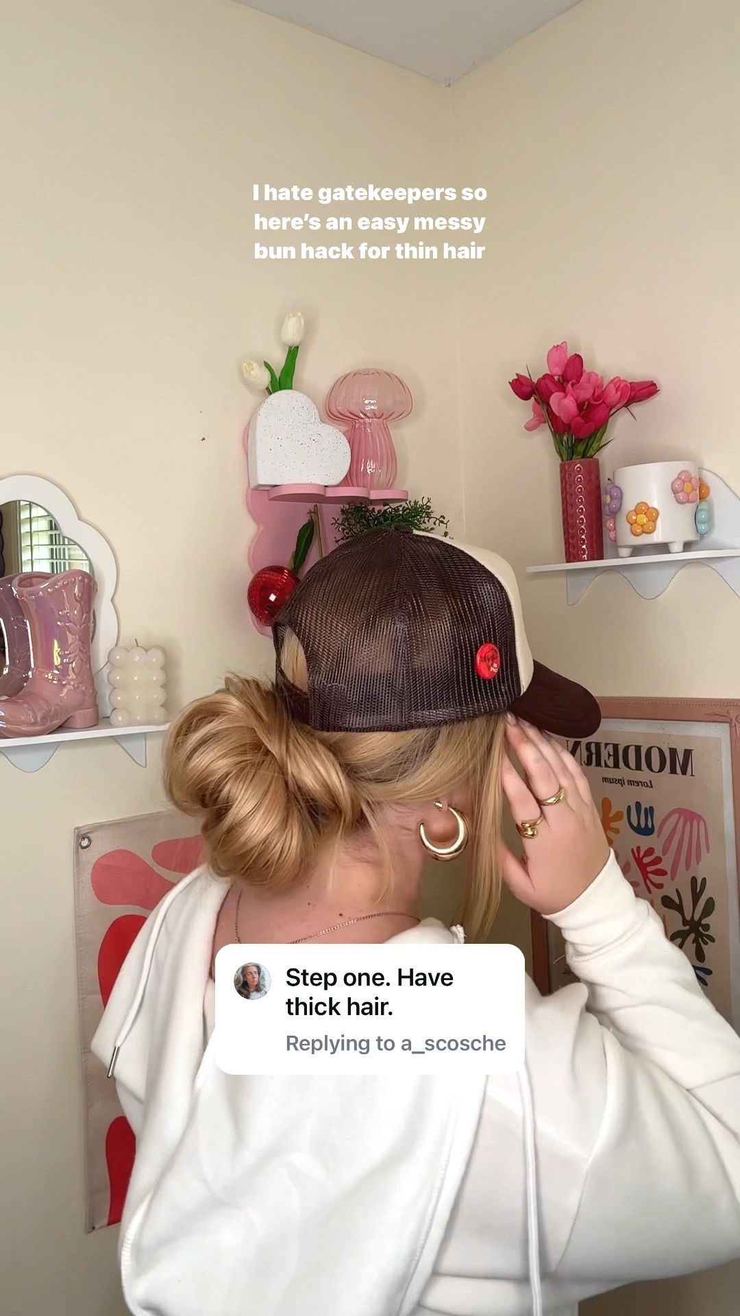 I like my messy buns XL pls🤎🍒 such an easy way to add fullness to your hair! Perfect for my fine hair girlies, but also great for any hair texture when you want your messy buns to be bigger!


Big messy bun. Thin hairstyles. Trucker hat. Hoodie. Hoodie season. Fall fashion  

#LTKStyleTip #LTKFindsUnder50 #LTKBeauty
