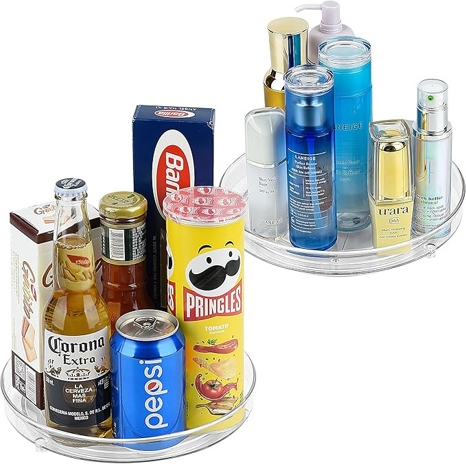 Empaxum 2 Pack Lazy Susan Cabinet Organizer 9" Clear Plastic Turntable Organizer Rotating Spice R... | Amazon (US)
