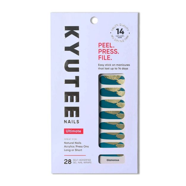 Kyutee Nails Peel. Press. File. Instant Gel Polish Manicure - Glamorous - 28pc | Target