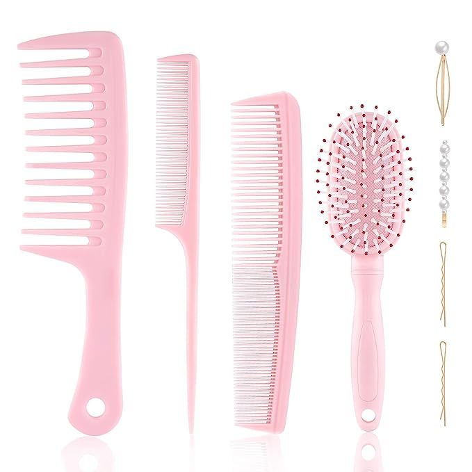 4PCS Hair Comb and Hair Brush Set for Women, Great for Straight Curly Thick Thin Long Short Wet o... | Amazon (US)