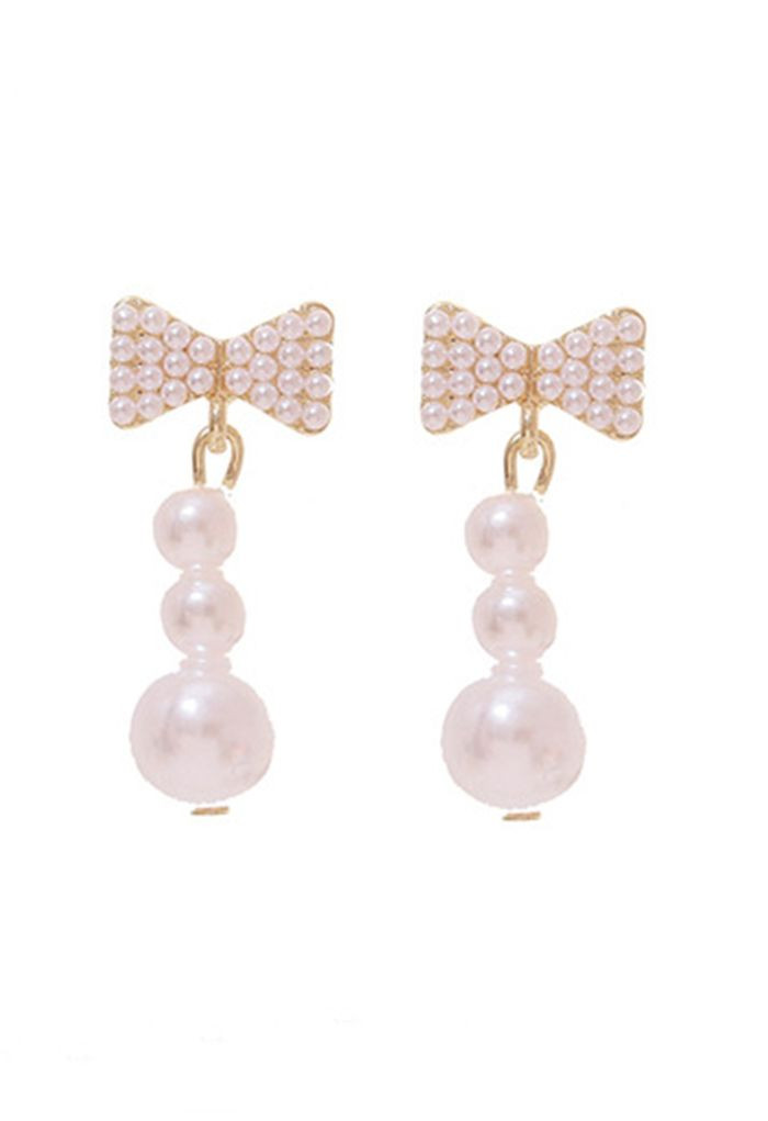 Bowknot Shape Pearl Drop Earrings | Chicwish