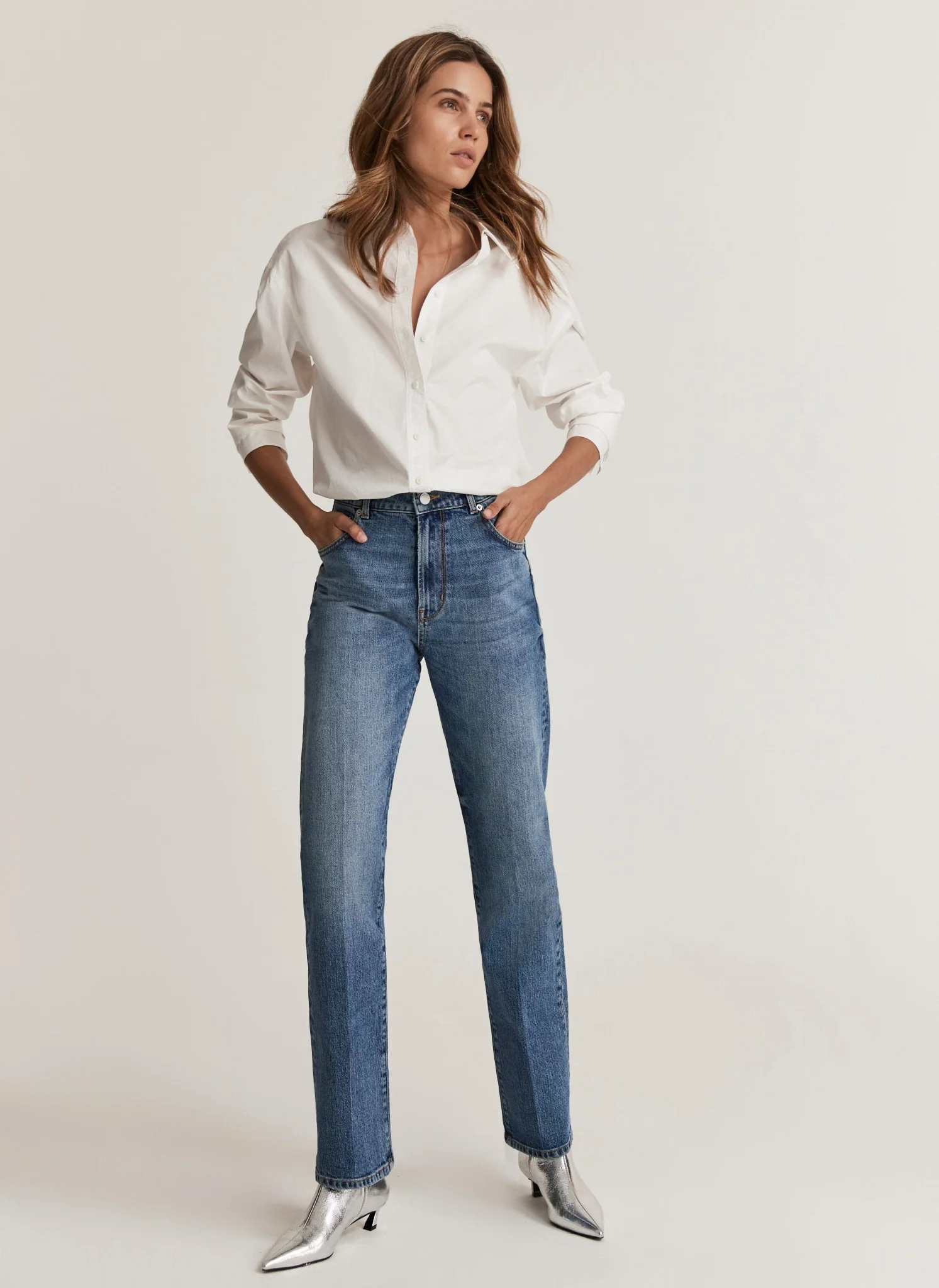 Mid Indigo Straight Jeans | Mint Velvet
