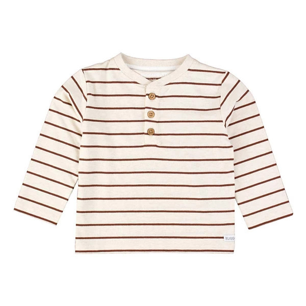Boys' RuggedButts Stripe Knit Long Sleeve Henley 7 Oatmeal/Chocolate | Scheels