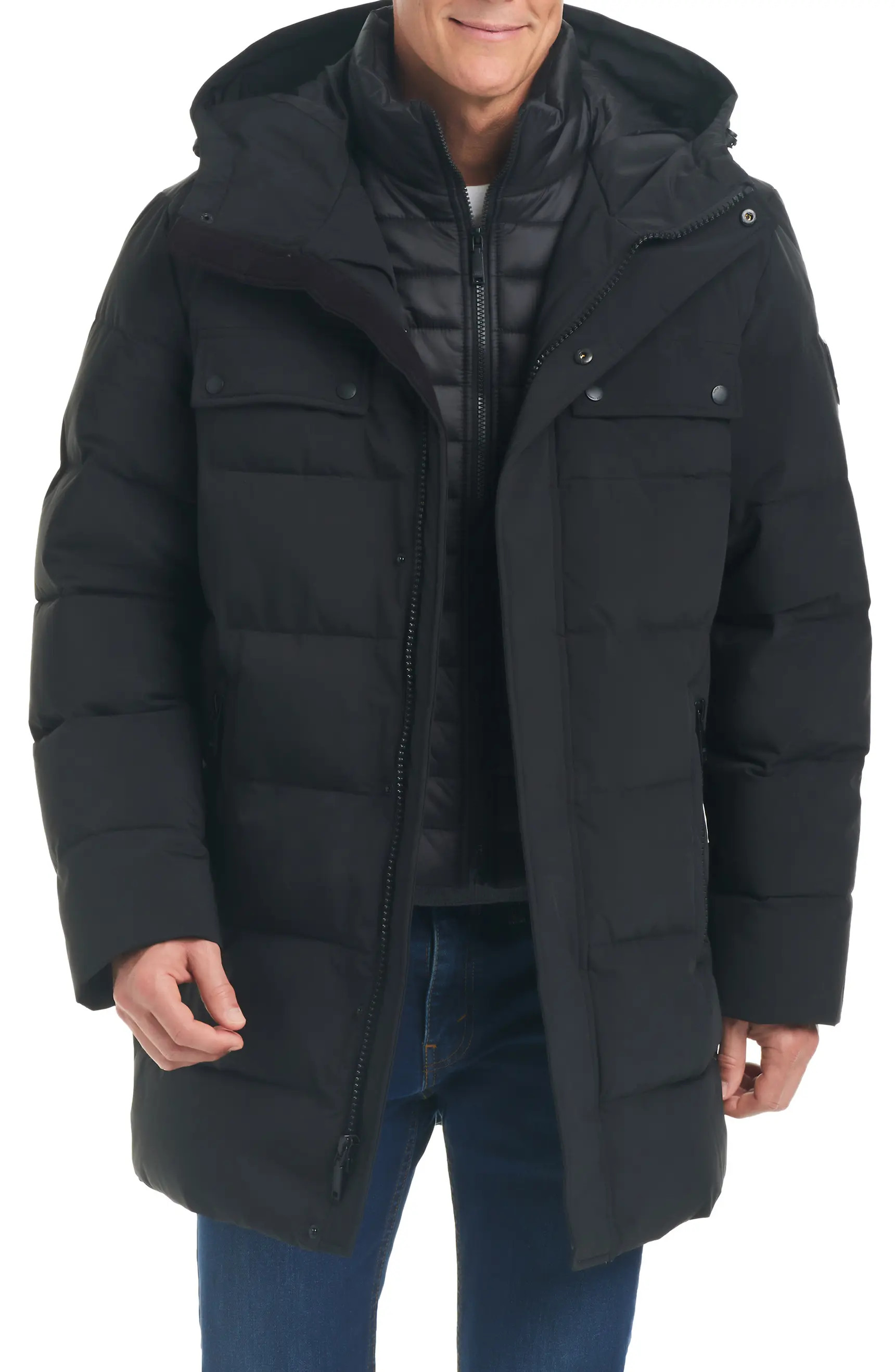 Quilted Hooded Water Resistant Puffer Coat with Bib | Nordstrom