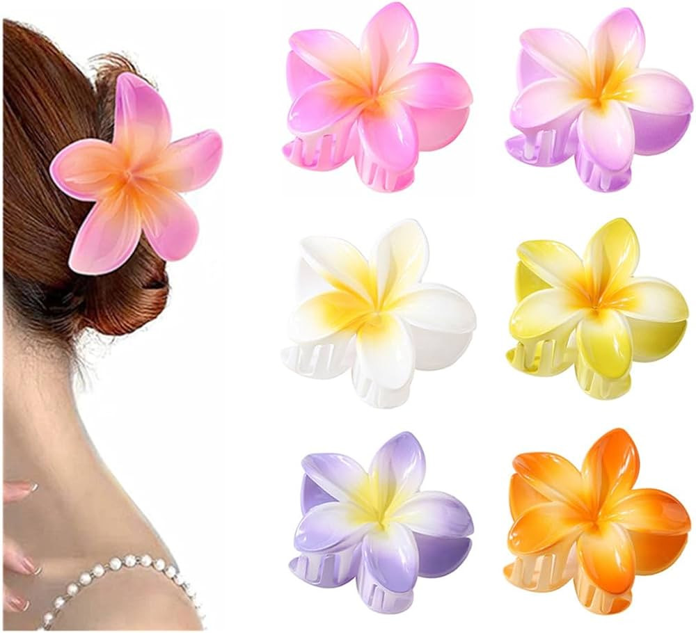 ALIMITOPIA Flower Hair Claw Clip Hawaiian Plumeria Flower Hairpin Barrette Headdress Bobby Pins H... | Amazon (US)
