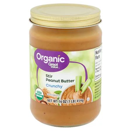 (2 Pack) Great Value Organic Crunchy Stir Peanut Butter, 16 oz | Walmart (US)