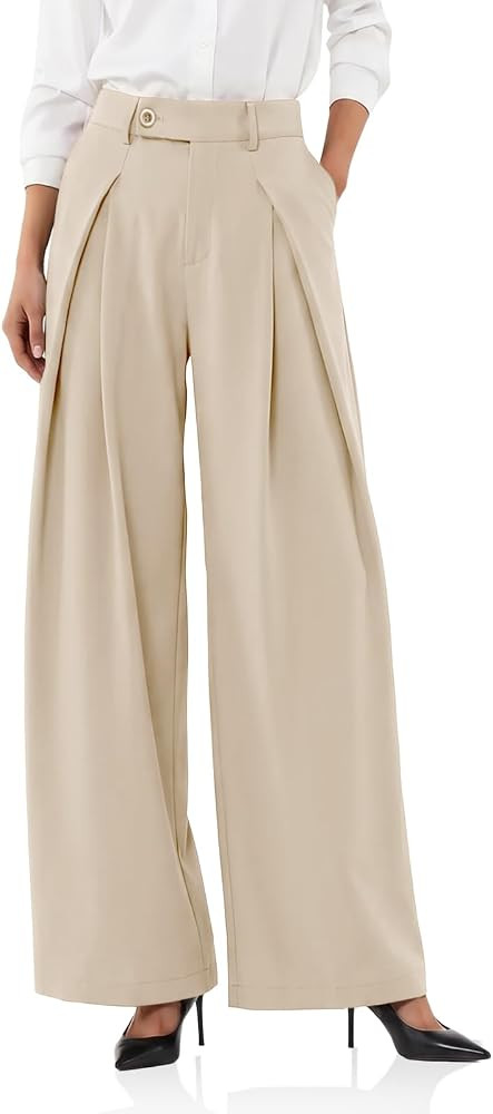 Cicy Bell Womens Wide Leg Dressy Pants Pleated High Waisted Trousers     Wear To Work, Casual Tre... | Amazon (US)