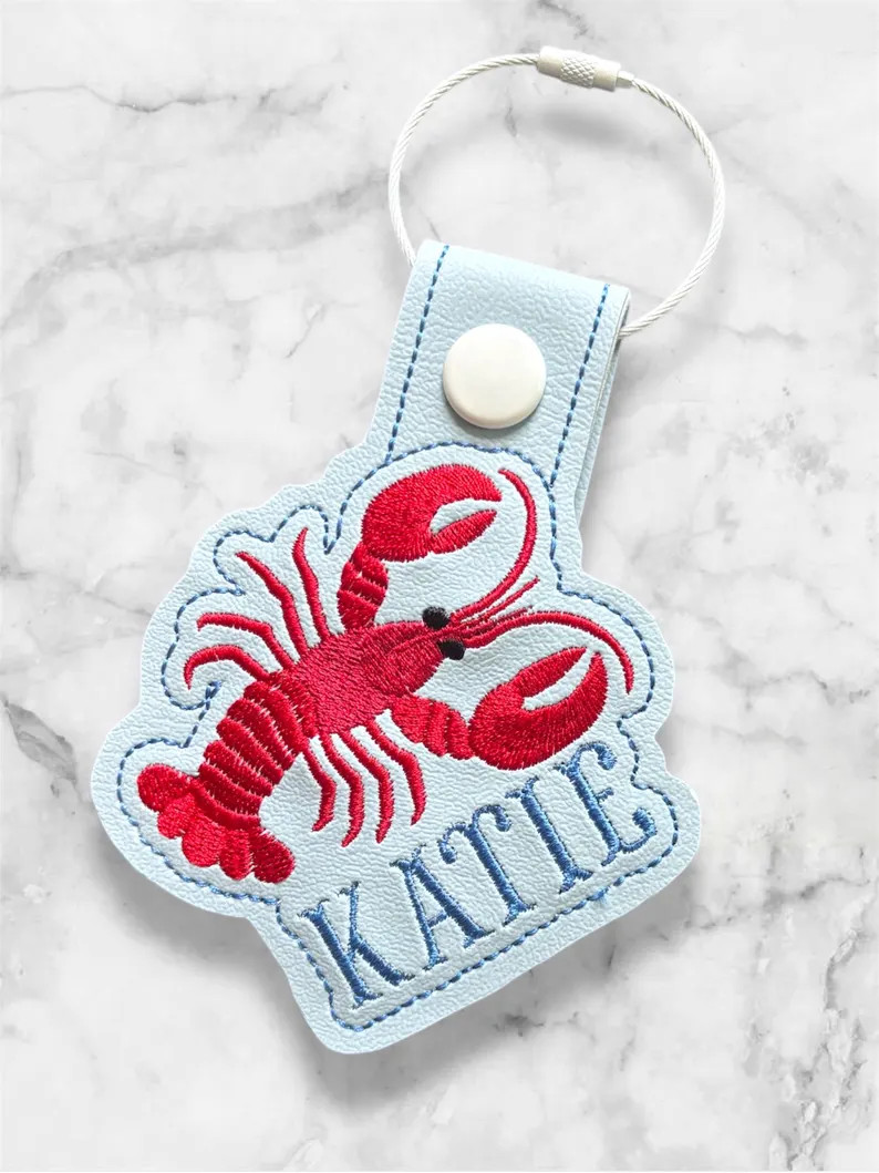 Lobster Bag Charm- New England Boat Tote Tag, Personalized, Embroidered, Monogrammed - Etsy | Etsy (US)