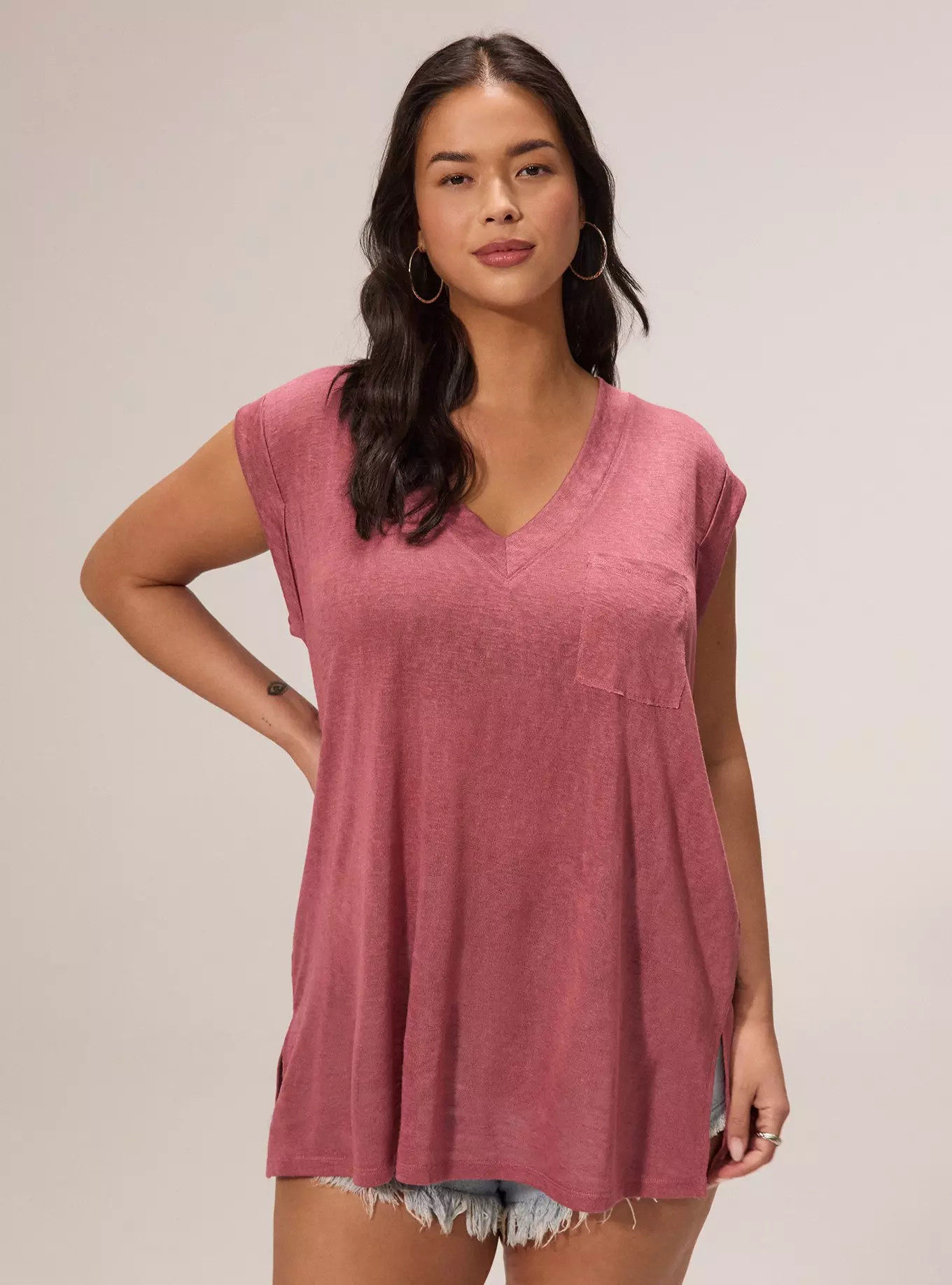 Festi Oversized V-Neck Pocket Tee | Torrid (US & Canada)