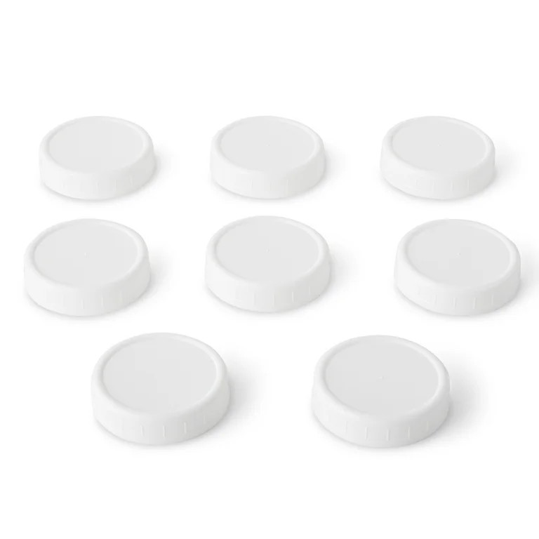 Mainstays Pack of 8 BPA-Free Plastic Regular Mouth Canning Jar Lids, White - Walmart.com | Walmart (US)