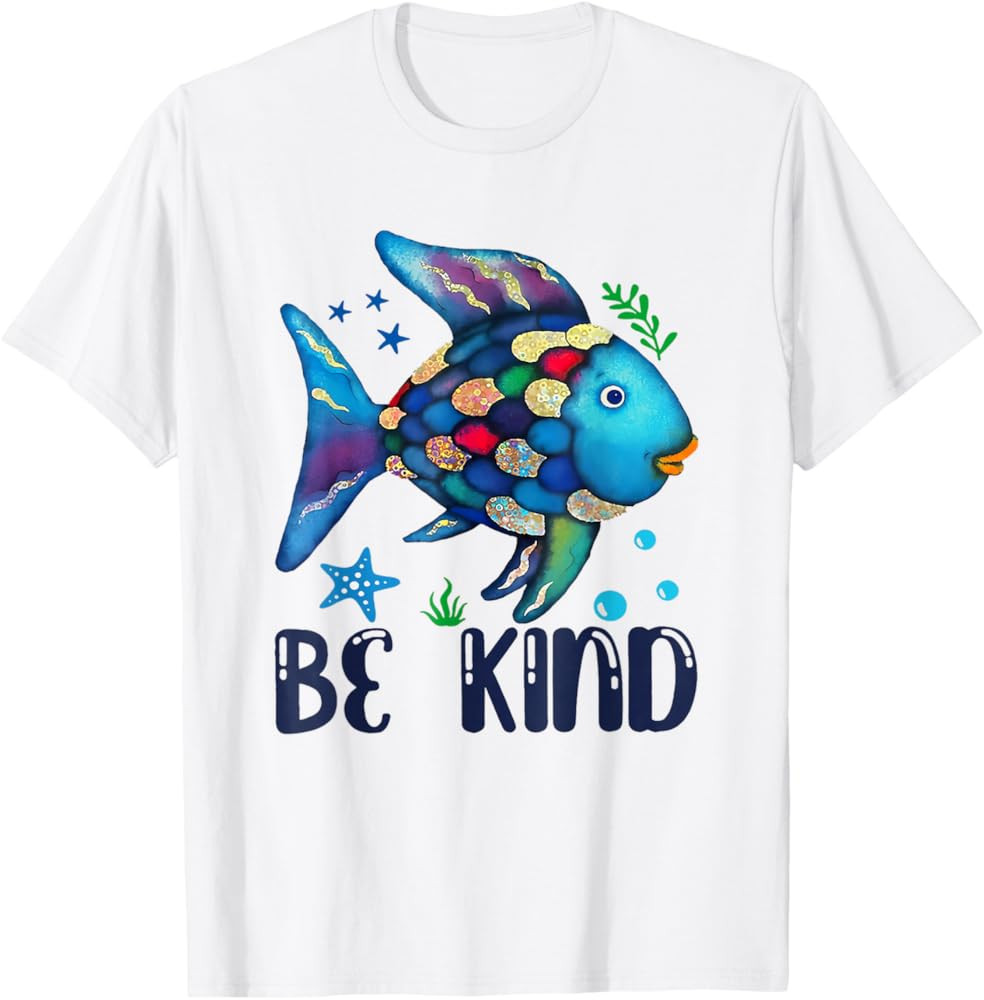 Be Kind Rainbow Scale Fish Teacher Reading Book Toddler Kids T-Shirt | Amazon (US)