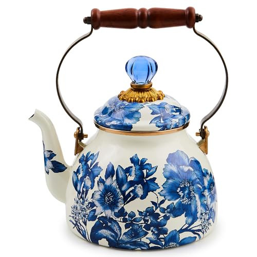 MACKENZIE-CHILDS 2-Quart Enamel Tea Kettle, Cute Tea Kettle for Stovetop, Royal English Garden | Amazon (US)