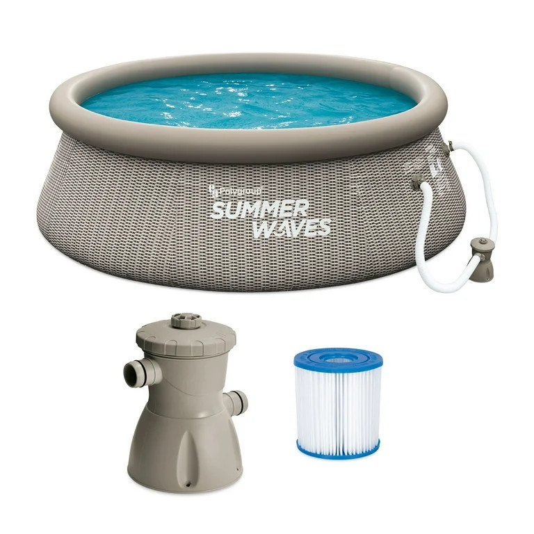 Summer Waves 8ft x 30in Quick Set Ring Above Ground Pool, Gray Basketweave - Walmart.com | Walmart (US)