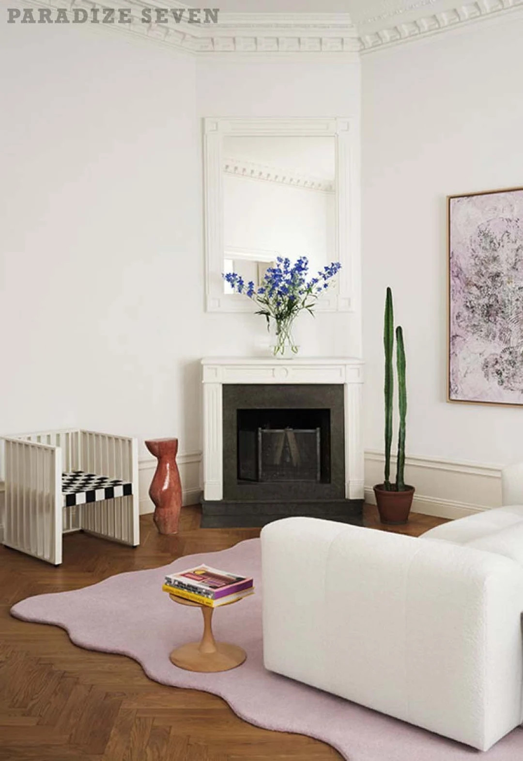 Scallop Rug Pink Lavender/cream-white, Hand-tufted Wool Area Rug/carpet for Bedroom Aesthetics, L... | Etsy (US)