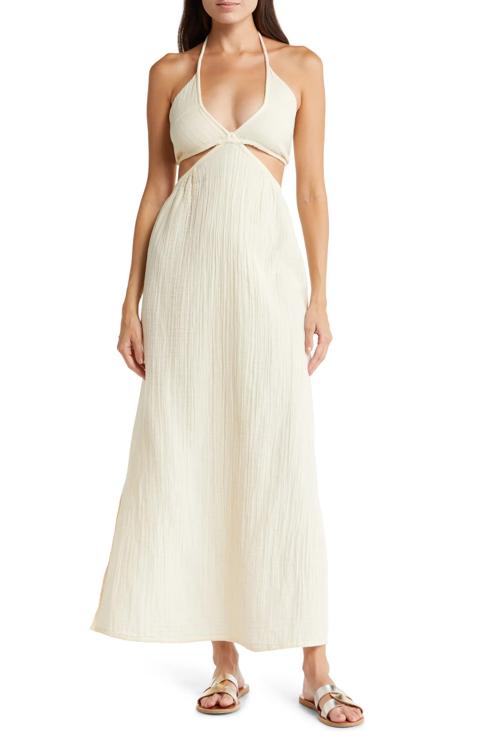 Elan Cutout Halter Cover-Up Maxi Dress | Nordstrom | Nordstrom