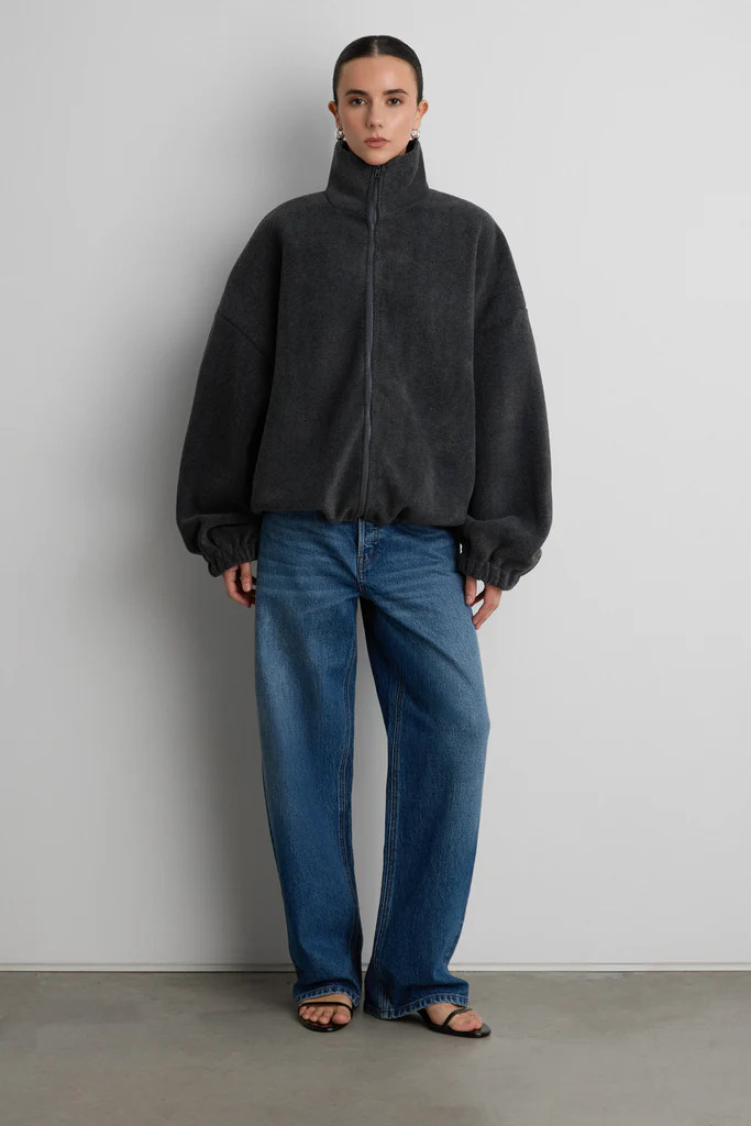 OVERSIZED FUNNEL NECK FLEECE JACKET | OAK + FORT
