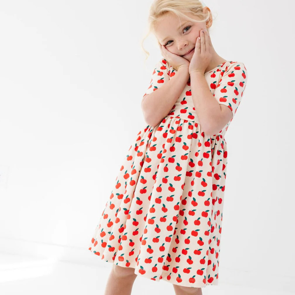The Short Sleeve Ballet Dress in Apples | Alice + Ames
