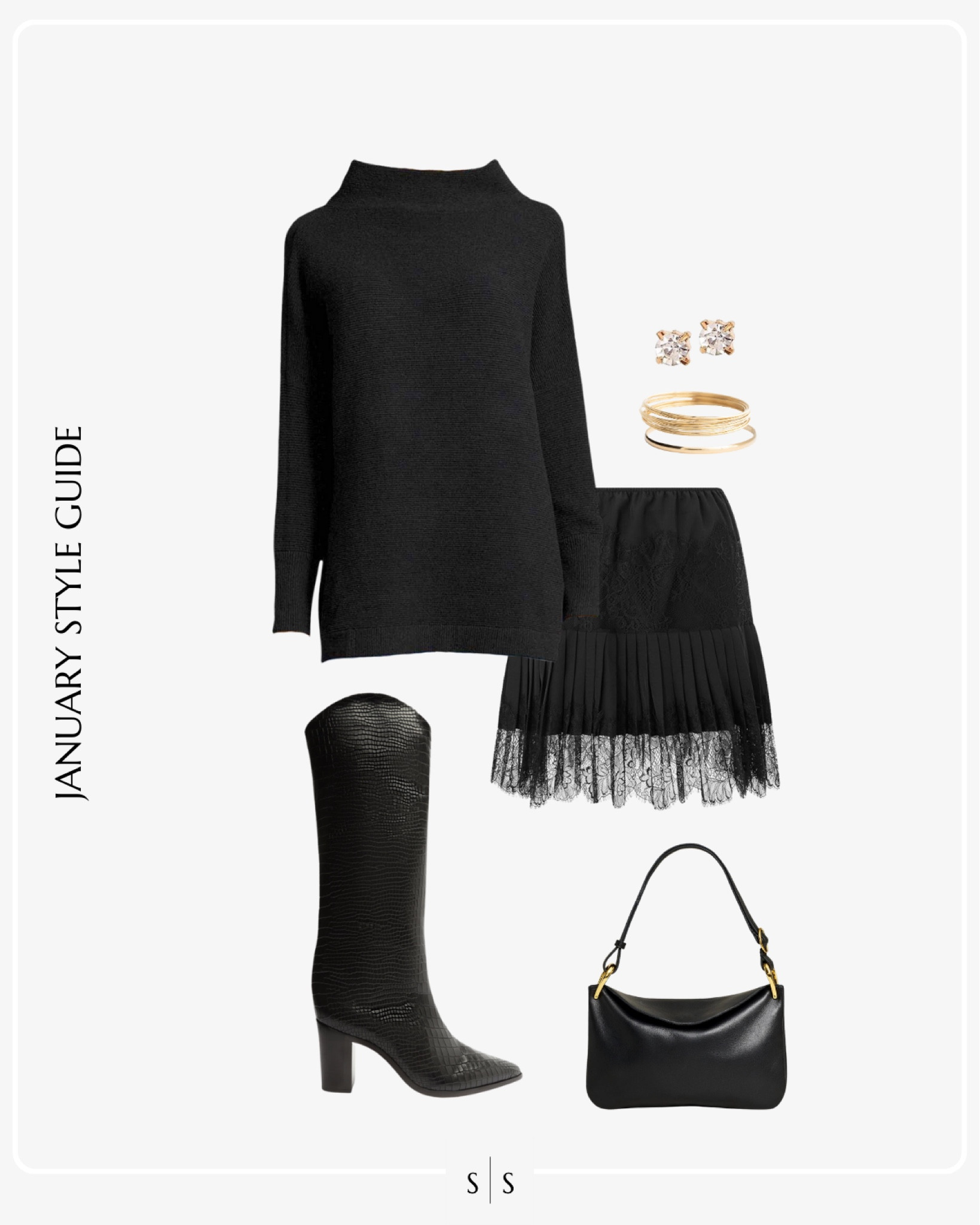 Monthly Style Guide: JANUARY Winter outfit looks to copy | oversized sweater, lace slip skirt, knee high boot 

#winteroufit #winterfashion #outfitidea #datenight 

#LTKStyleTip
