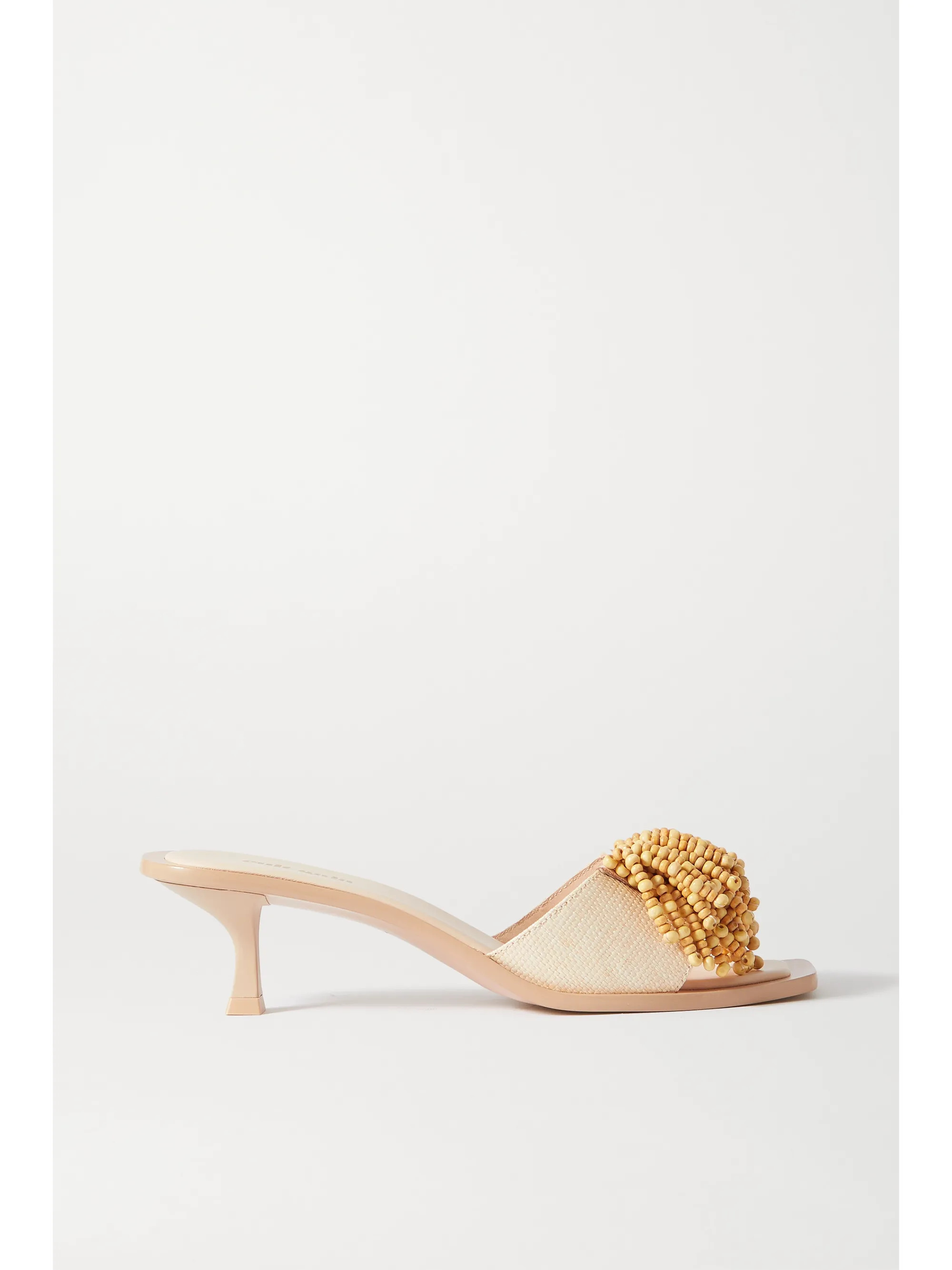 Uma Mules aus Raffiabast und Leder mit Holzperlen | NET-A-PORTER (UK & EU)