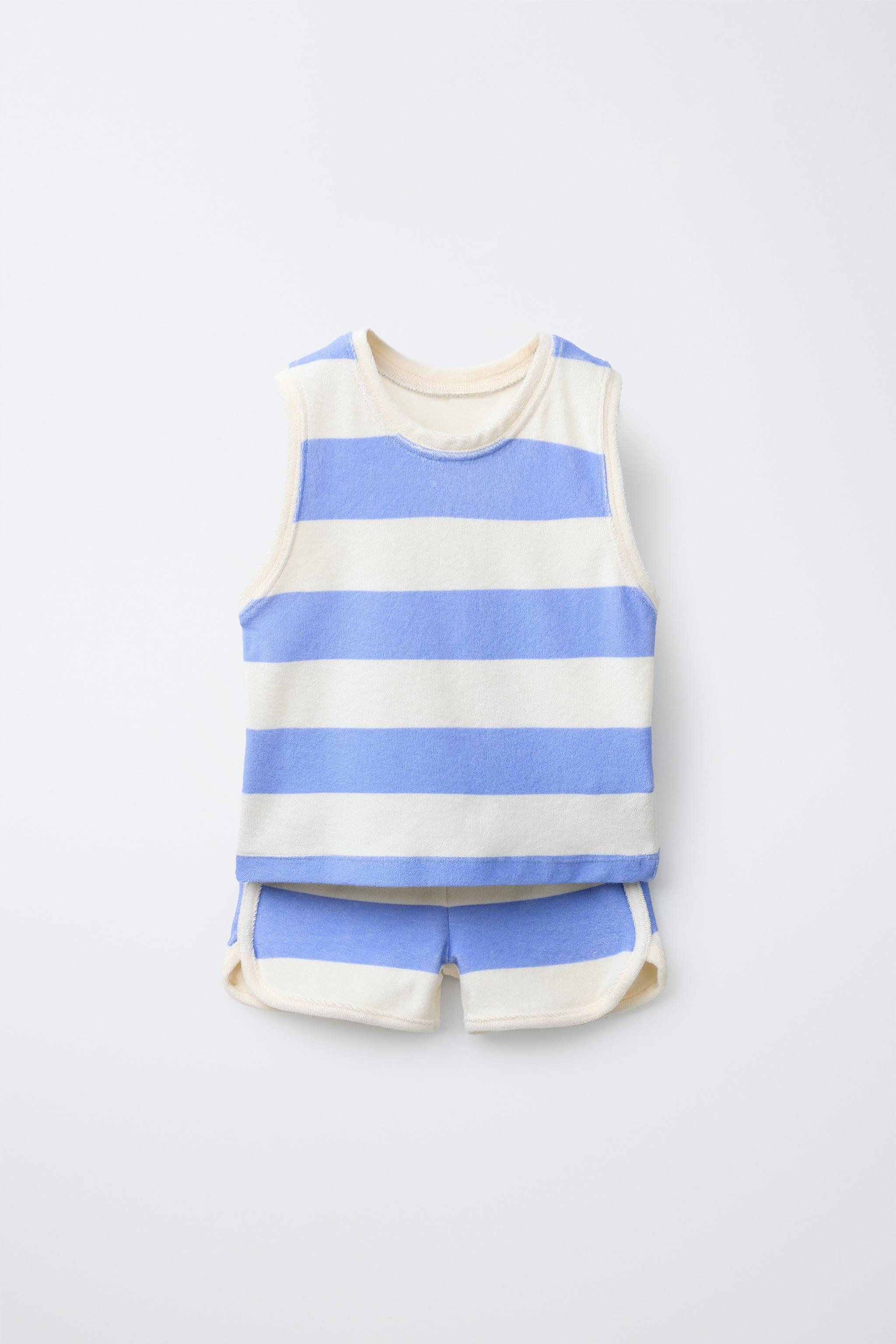 STRIPED TERRY CLOTH SHORTS AND TANK TOP SET | Zara US