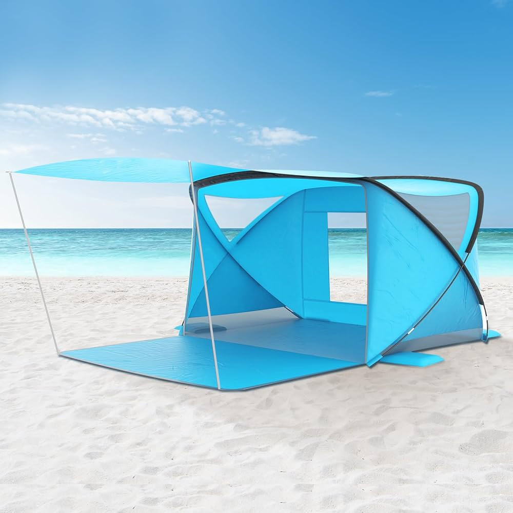 Beach Tent with Canopy, Beach Cabana Sun Shelter for 4-6 Person, Lightweight Portable Beach Caban... | Amazon (US)