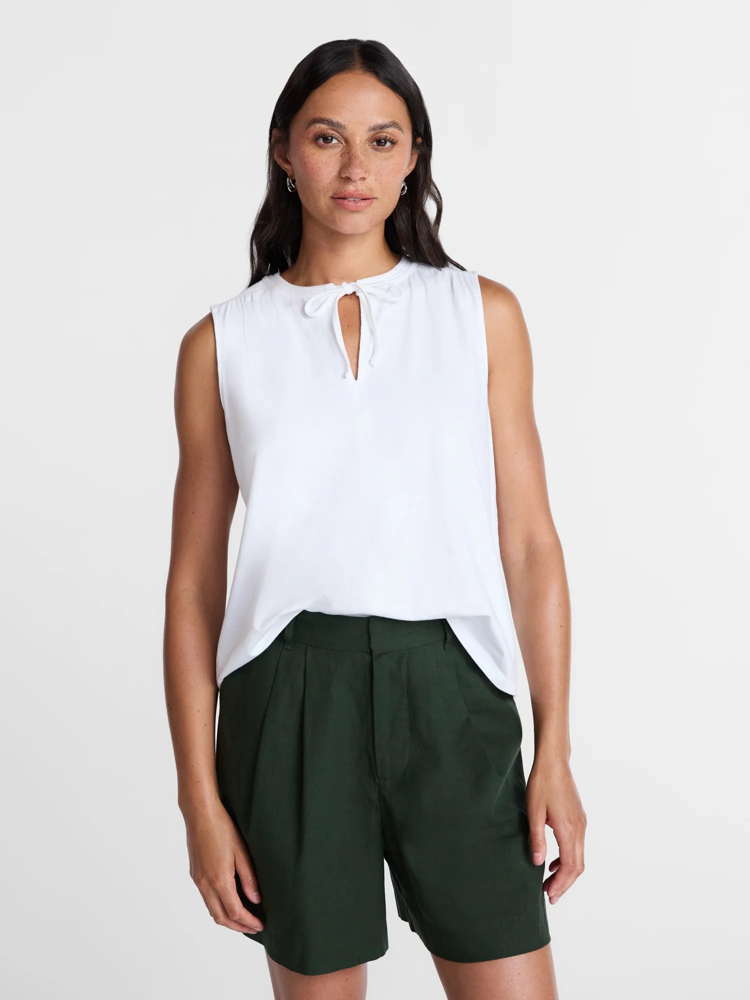 Time and Tru Women’s Tie Front Sleeveless Top, Sizes XS-XXXL | Walmart (US)