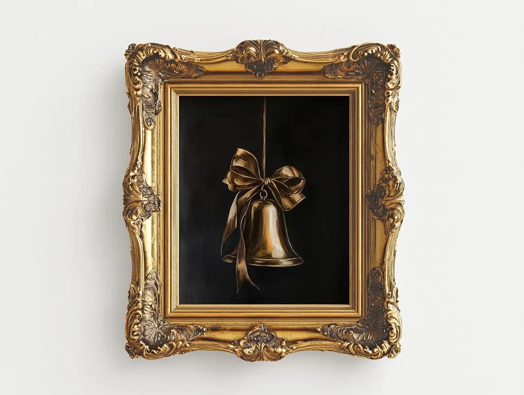 Christmas Bell Print Vintage Christmas Bells Dark Festive Print Moody Holiday Wall Art Moody Chri... | Etsy (US)