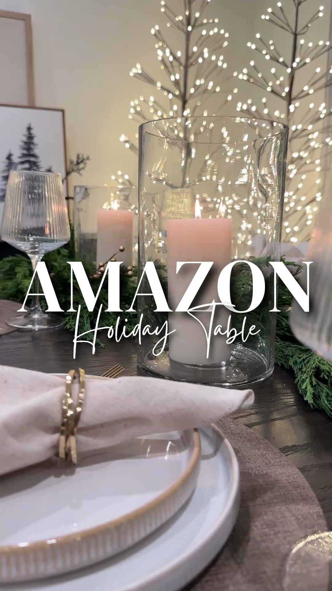 Amazon holiday table setting. Setting the table has never been easier (or more beautiful)! 🤍✨ I pulled together this stunning holiday tablescape entirely from Amazon, and I’m obsessed with how it turned out. Affordable plates, chic napkins with holders, a cozy candlelit centerpiece, garland, and festive berry accents—it’s simple, elegant, and perfect for hosting this season. 🎄✨

The best part? Everything ships fast, so you can recreate this look just in time for your holiday gatherings.

#LTKHome #LTKHoliday #LTKWatchNow