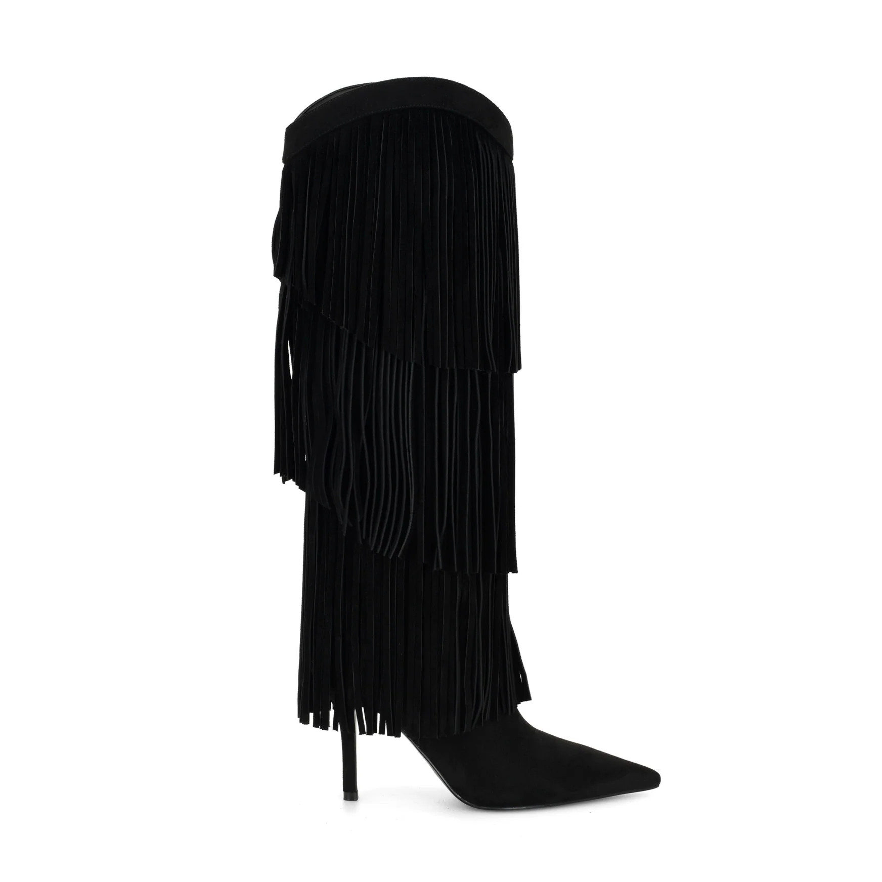 Women's Genviv Leather Fringe Boots - Black Suede | Nine West | Nine West (US)