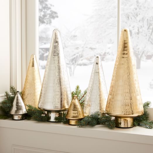 Hammered Glass Trees Gold & Silver Set | West Elm (US)