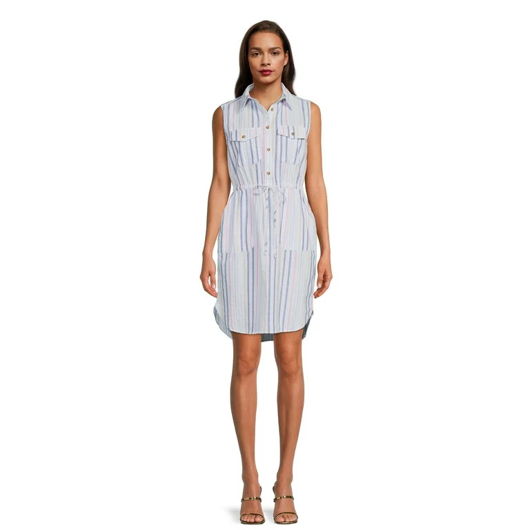Time and Tru Women's Sleeveless Shirt Dress | Walmart (US)