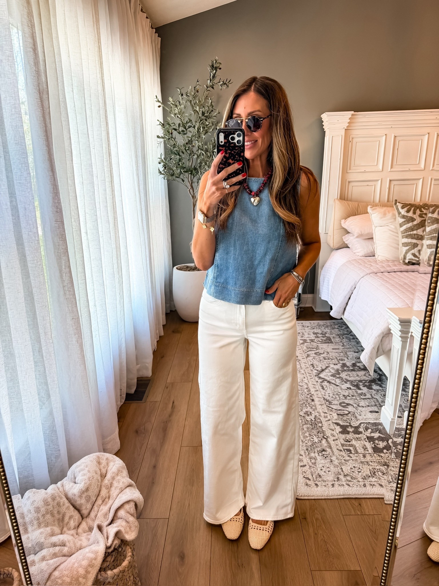 An easy go to that just works every time

A simple denim top with white denim is one of those combos that always looks fresh and put together. I love adding a fun necklace and a neutral shoe to finish it off without overdoing it
Use code TMISXSPANX for 15% off your first order

denim outfit, white jeans outfit, everyday style, casual chic, summer outfit ideas, themominstyle 

#LTKootd #LTKSeasonal #LTKOver40