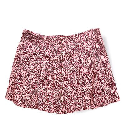 NWT American Eagle Miniskirt Medium Buttoned Red Floral Mini Skirt Zipped Party | eBay US