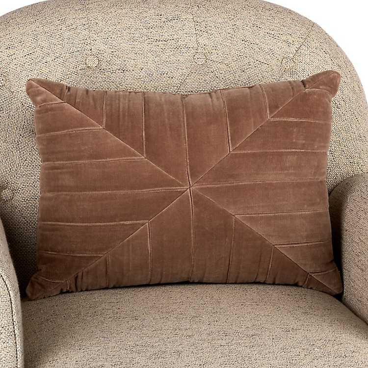 New! Taupe Pleated Velvet Lumbar Pillow | Kirklands
