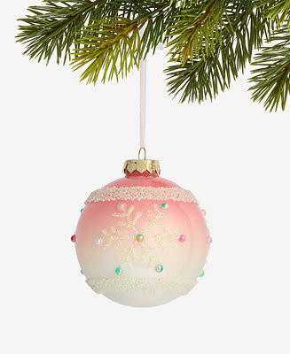 Holiday Lane Sugar Plum Glass Snowflake Ball Ornament, Macy's Exclusive - Macy's | Macy's