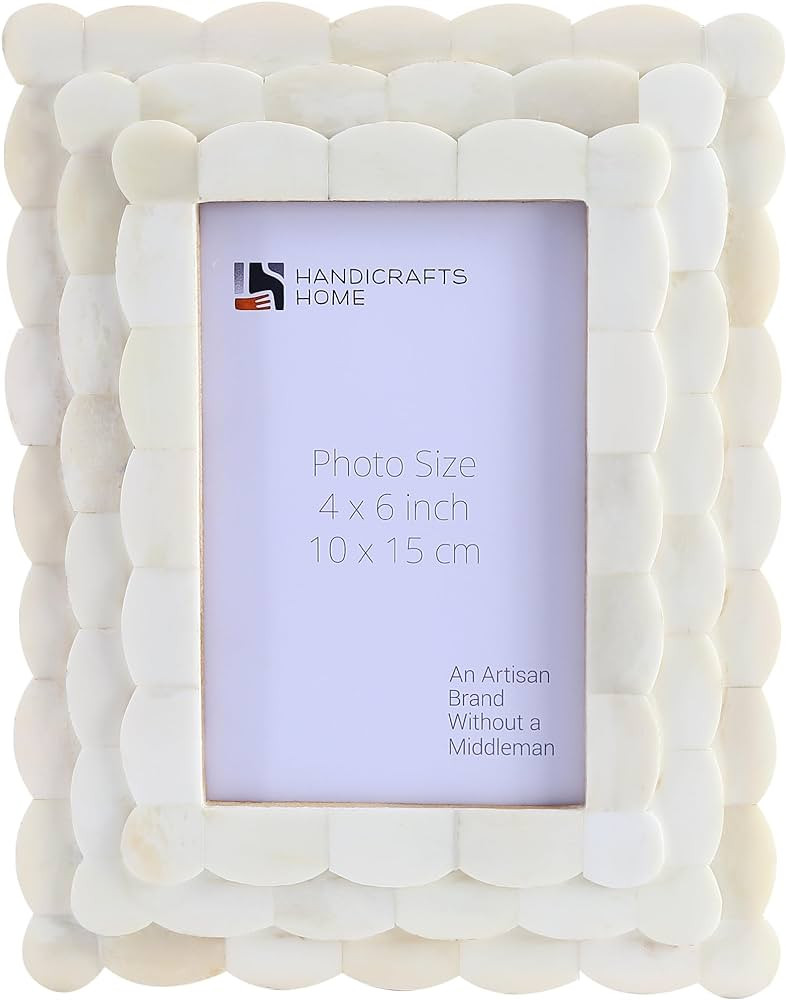 Handicrafts Home Picture Frame Scalloped Pattern Inspired Handmade Bone Inlay Gifts Photo Frame -... | Amazon (US)