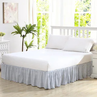 Laura Ashley LA Classics Ticking Stripe Blue Ruffled Bedskirt | Bed Bath & Beyond