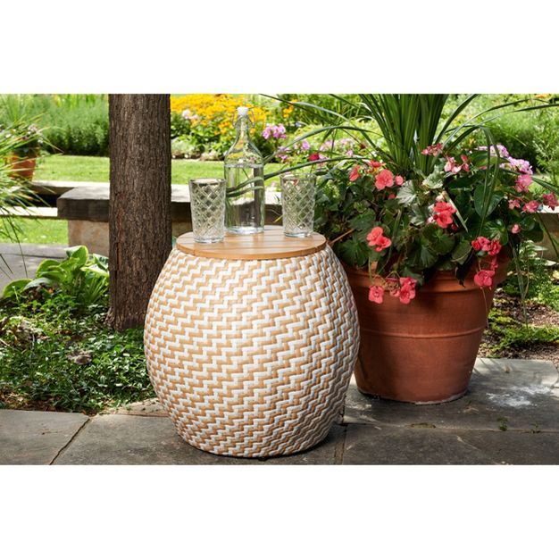 Amelia Chevron Outdoor Side Table with Storage - Haven Way | Target