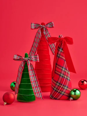 Shiraleah Assorted Set of 3 Plaid Decorative Trees, Multi | Shiraleah
