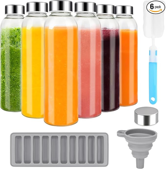 Zukro Glass Juice Bottles with Lids for Juicing 18 oz, Reusable Clear Glass Water Bottles with St... | Amazon (US)