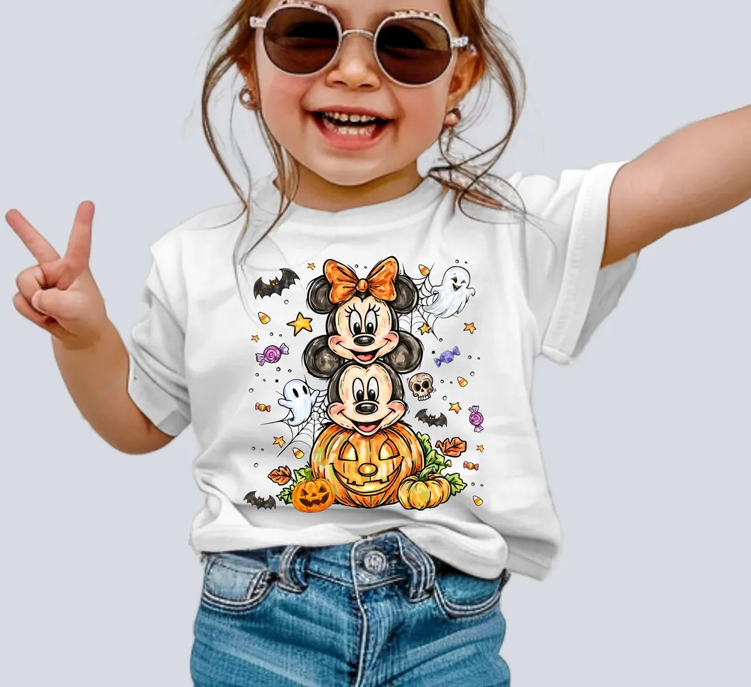 Mickey & Minnie Halloween Kids T-shirt, Disney Halloween Toddler Shirt, Mouse Fall Disney Shirt, ... | Etsy (US)