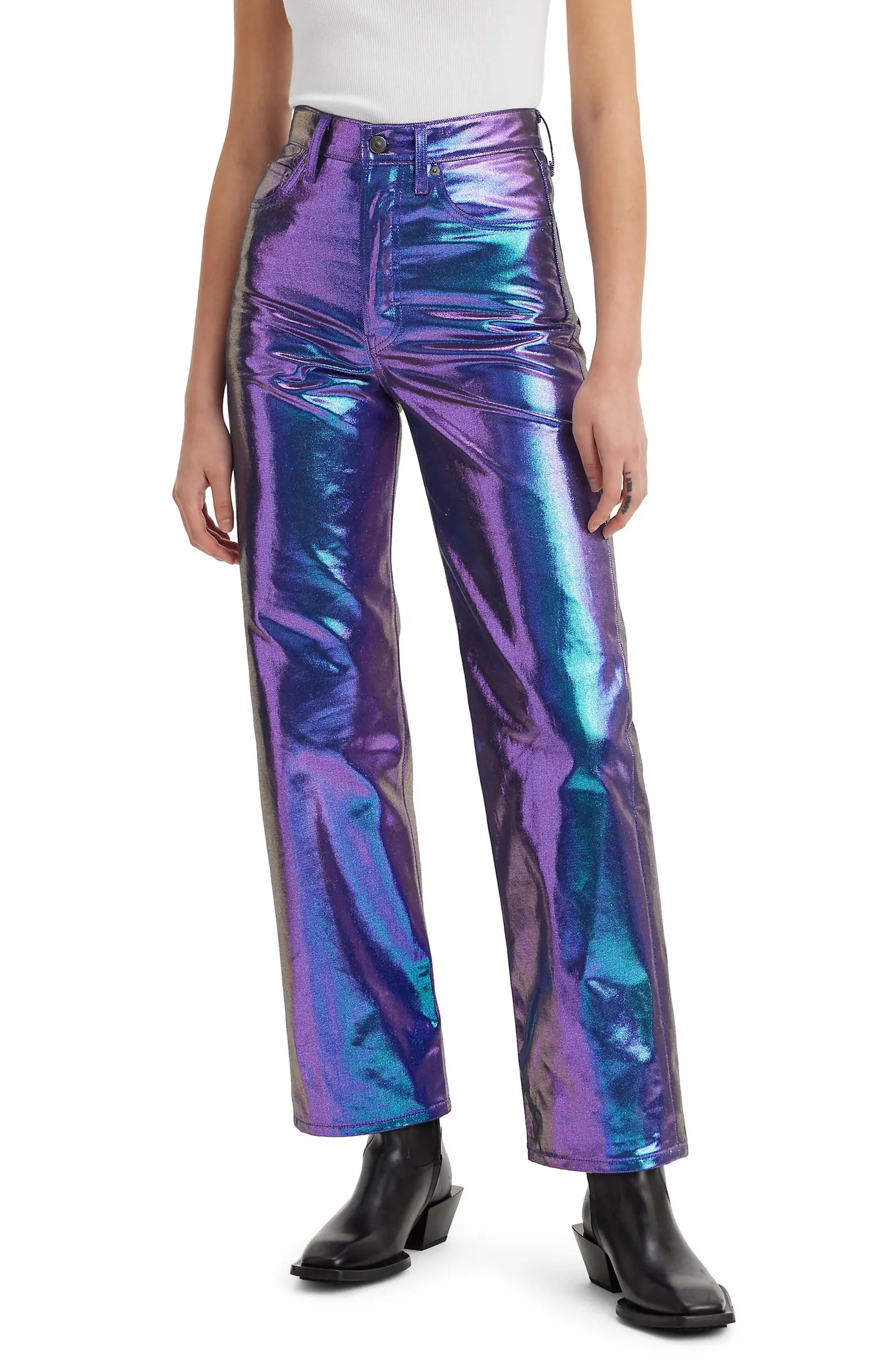 Levi's® Ribcage Iridescent Straight Leg Ankle Pants | Nordstrom | Nordstrom