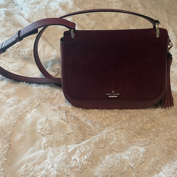 Kate Spade Burgundy Leather and Suede Daniels Drive Tressa Crossbody Bag | Poshmark