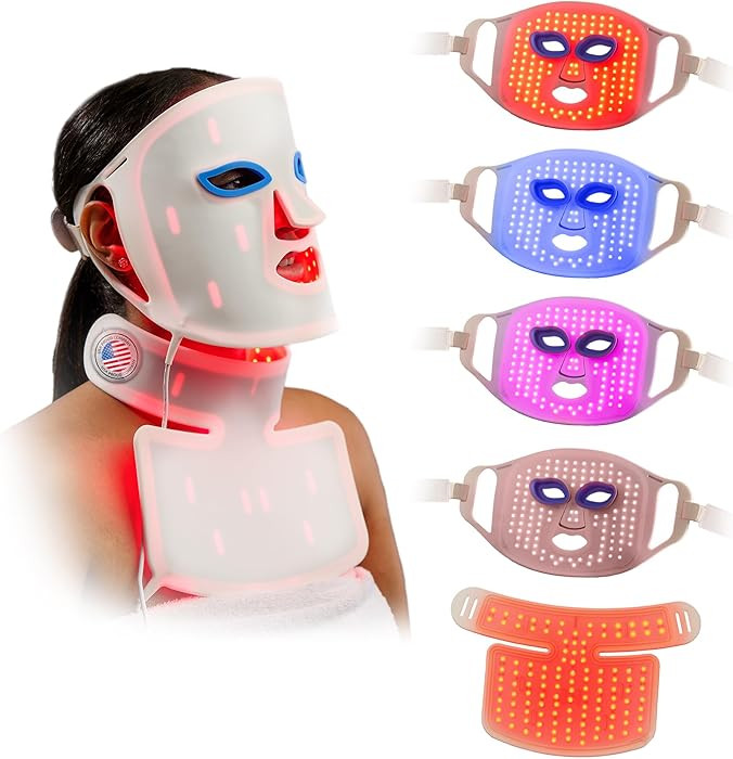 Lifepro Red Light Therapy Face Mask - LED Light Therapy Mask with 3 Colors for Face and Neck - Po... | Amazon (US)