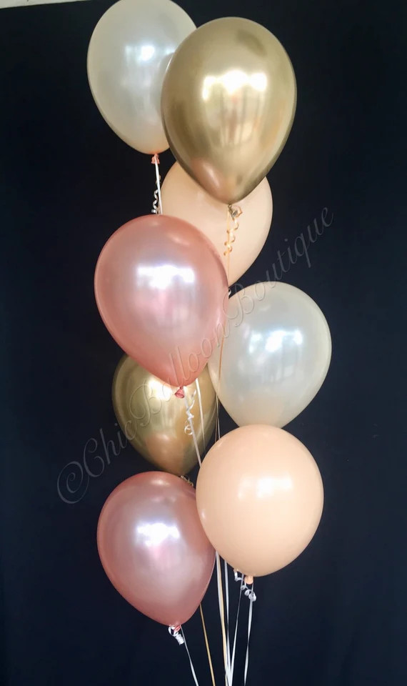 Rose Gold Blush Pearl Peach & Chrome Gold Balloons - 8 Pack - Wedding Balloons - Baby Shower Ball... | Etsy (US)