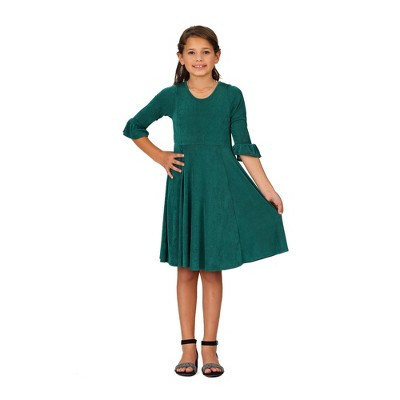 24sevenKid Girls Elbow Length Sleeve Fit and Flare Party Dress-Hunter-S | Target
