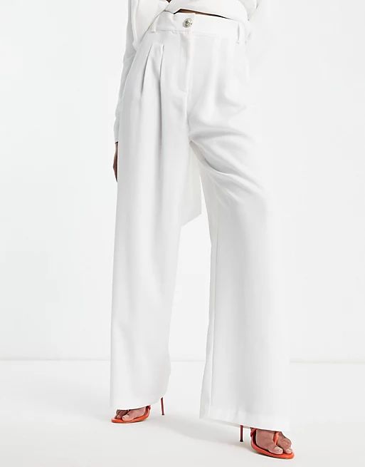 River Island wide leg tailored pants in white - part of a set | ASOS (Global)