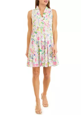 Crown & Ivy™ Women's Sleeveless Ruffle V-neck Printed Dress | Belk