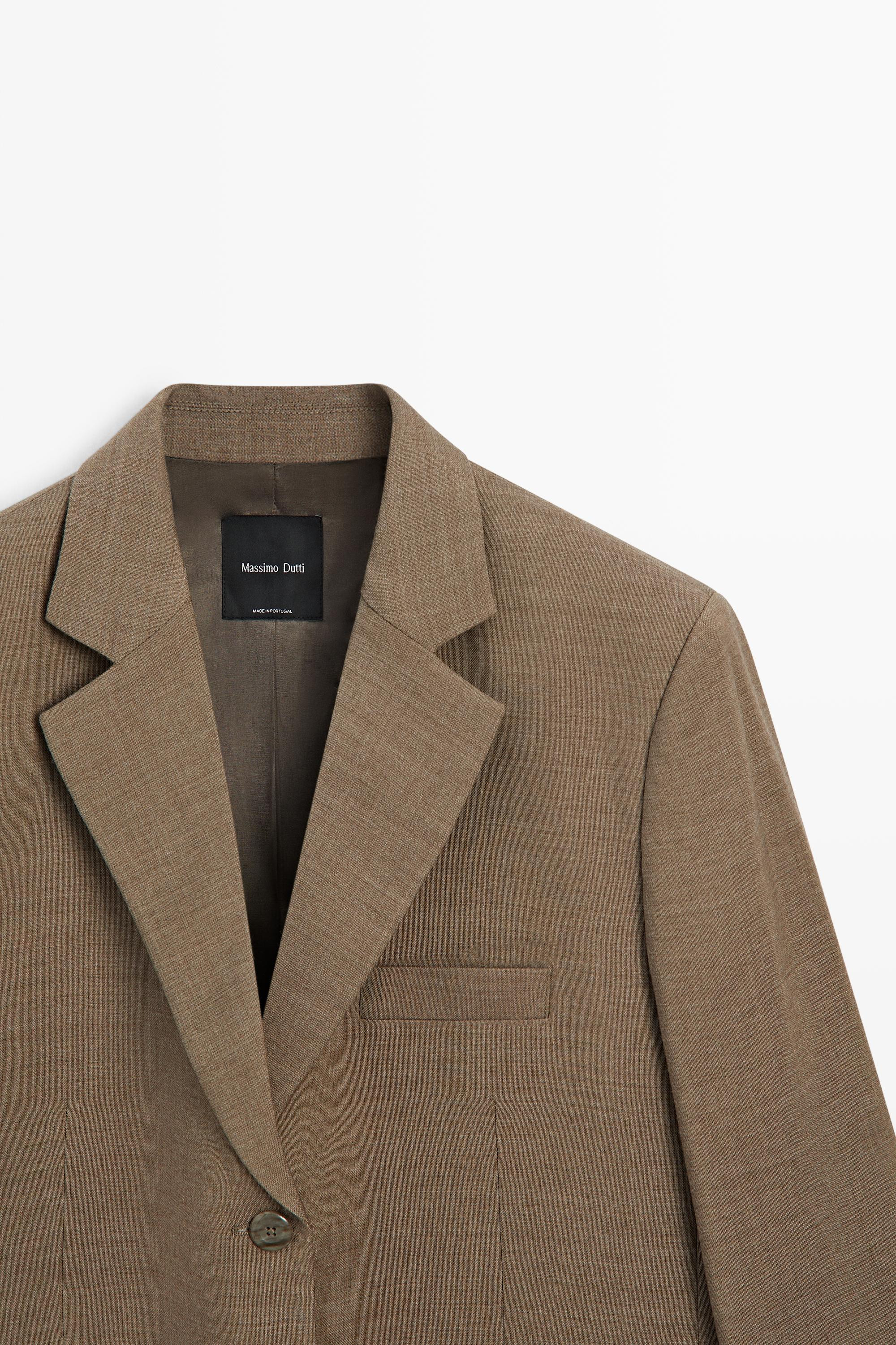 Melange 100% wool suit blazer | Massimo Dutti UK