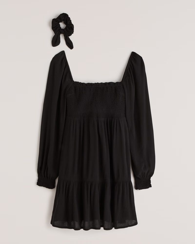 Long-Sleeve Smocked Mini Dress | Abercrombie & Fitch (US)
